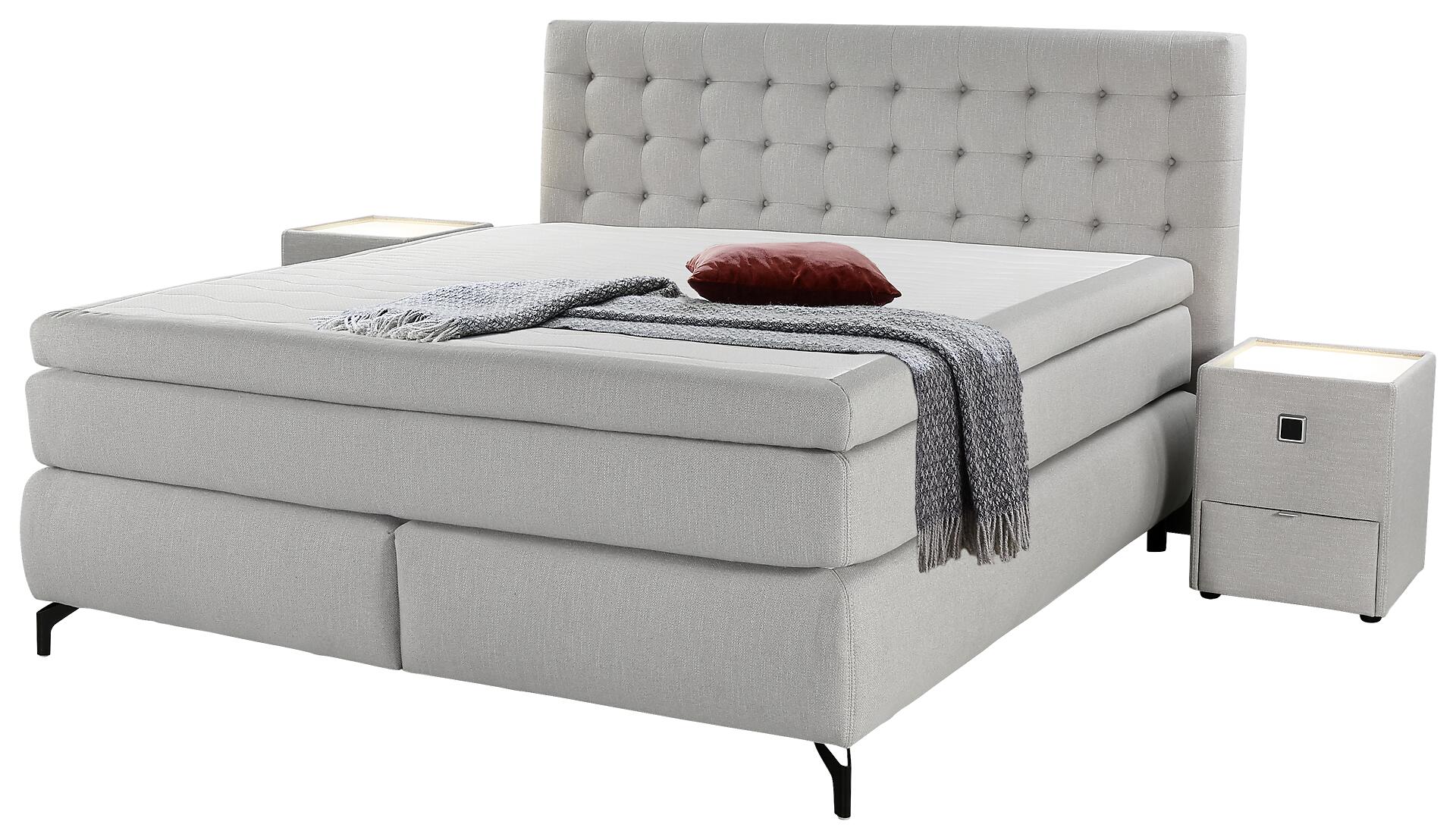 Boxspringbett  hellgrau Flachgewebe Liegefläche B/L: ca. 180x200 cm