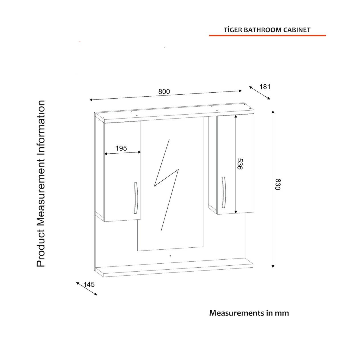Hängeschrank Tiger weiß B/H/T: ca. 80x83x15 cm