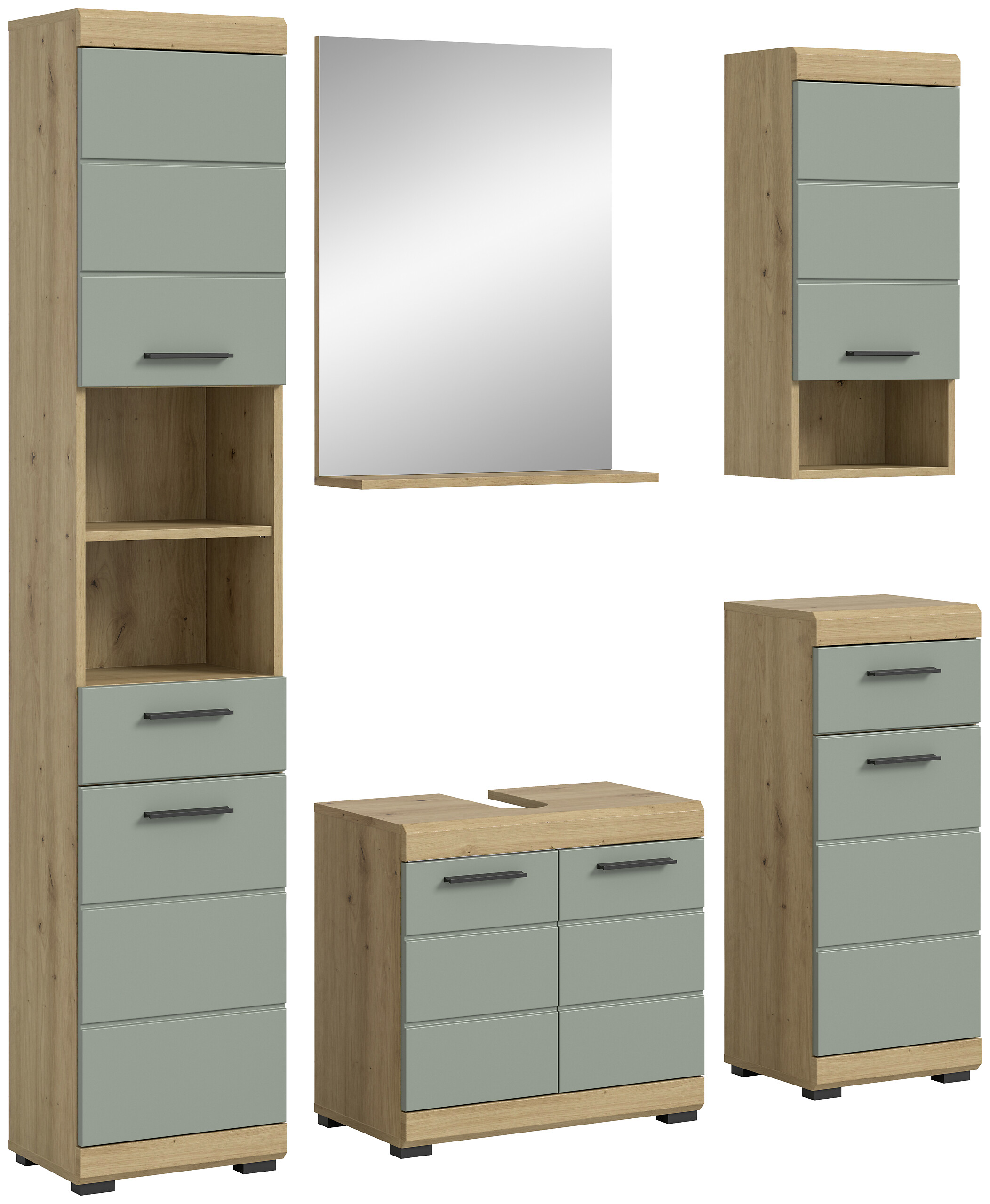 Badezimmer-Set Scout Eiche Artisan Nachbildung salbei Nachbildung B/H/T: ca. 164x191x34 cm