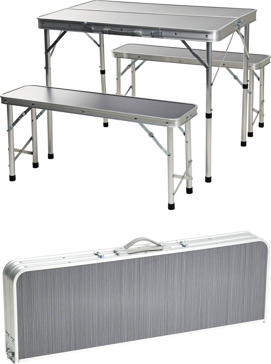 Camping Tischset dunkelgrau MDF B/H/L: ca. 93x11,5x33 cm