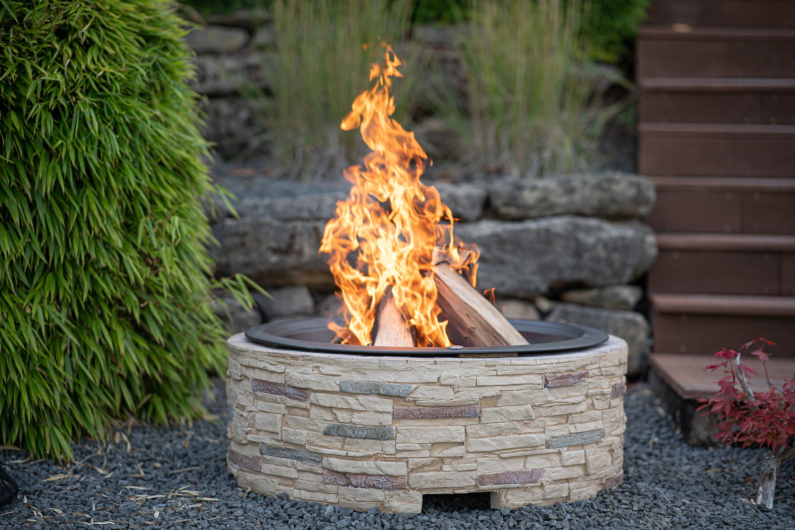 Westmann Feuerstelle stein Aluminium H/D: ca. 51x90 cm