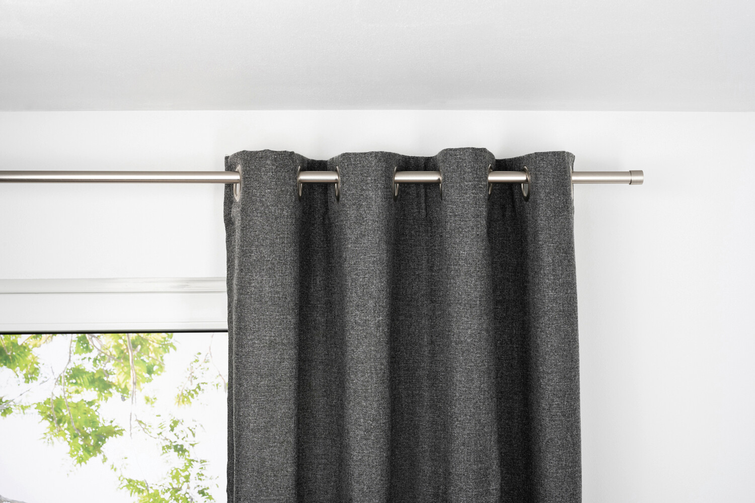 Ösenvorhang 2er Pack Chalet anthrazit B/L: ca. 135x300 cm
