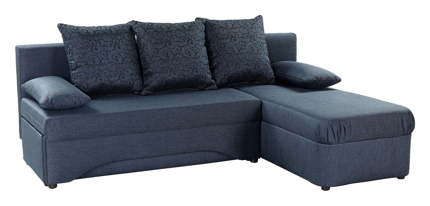 Ecksofa mit Bettfunktion und Bettkasten dunkelblau B/H/T: ca. 191x41x142 cm