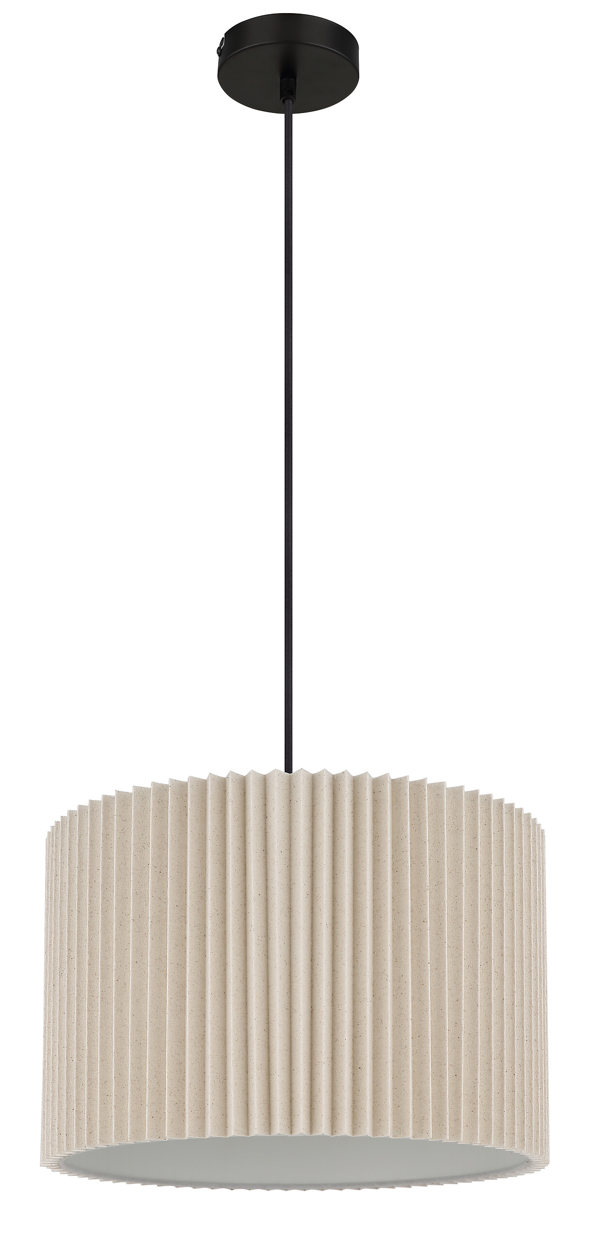 GLOBO Hängeleuchte schwarz natur mattschwarz Textil Metall H/D: ca. 120x38 cm E27 1 Brennstellen