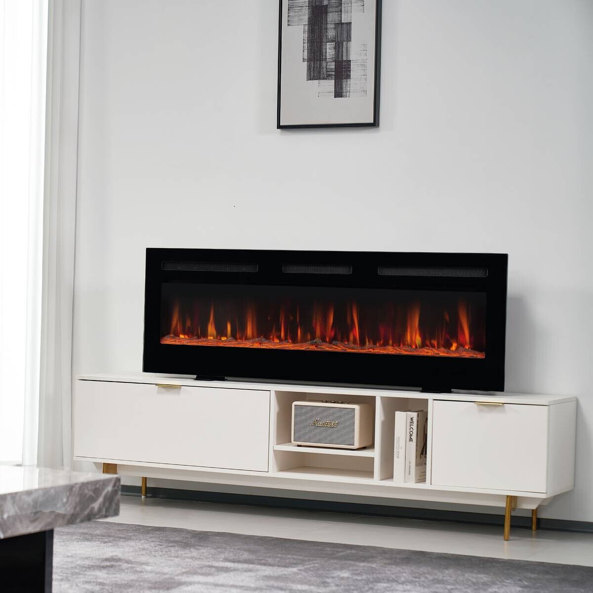 KAMINIO Elektrischer-Kamin MARLON schwarz Metall B/H/T: ca. 91,4x46,6x11,9 cm ca. 1800 W