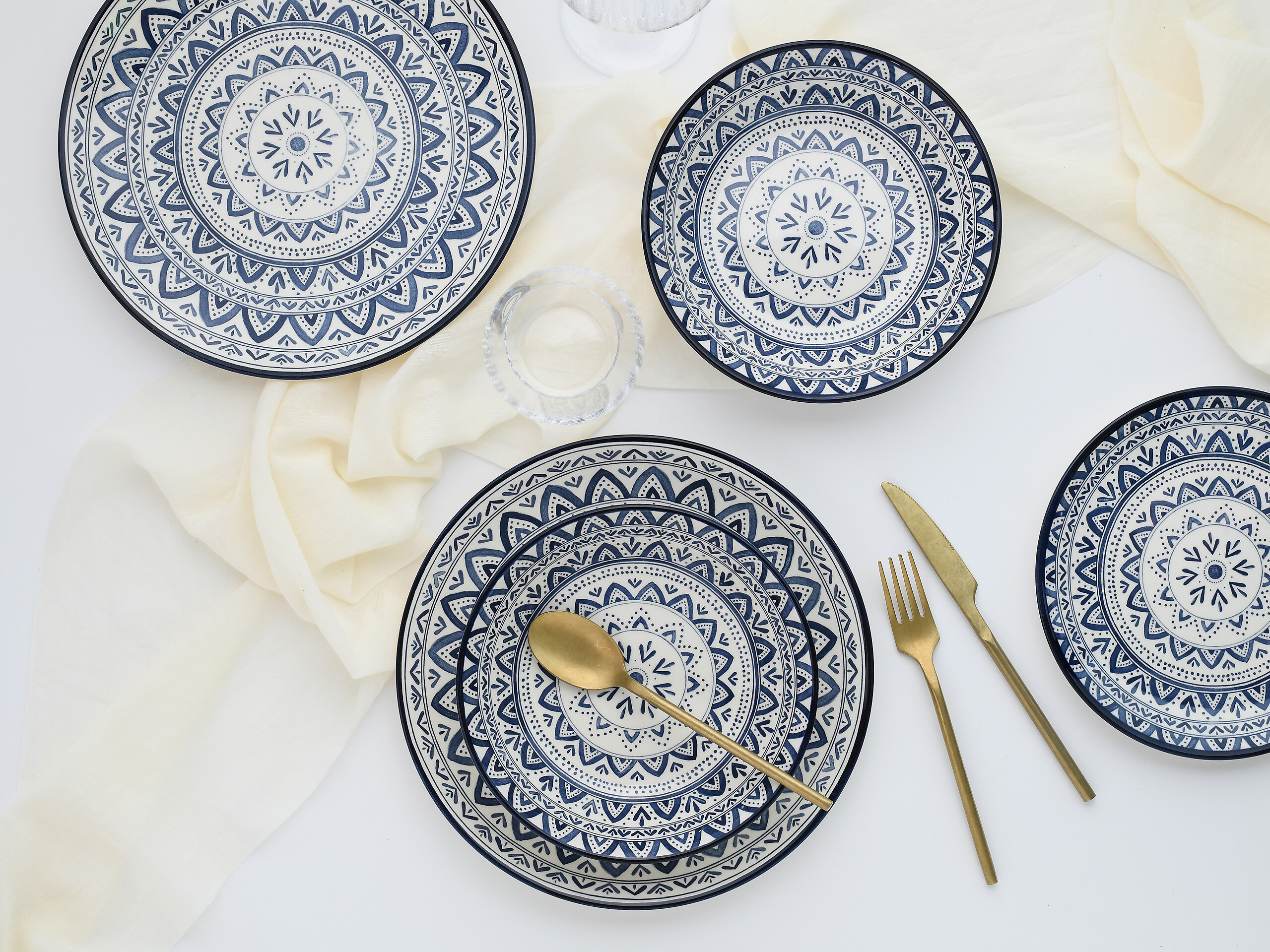 CreaTable Tafelservice Mexico blau Steingut 18 tlg.