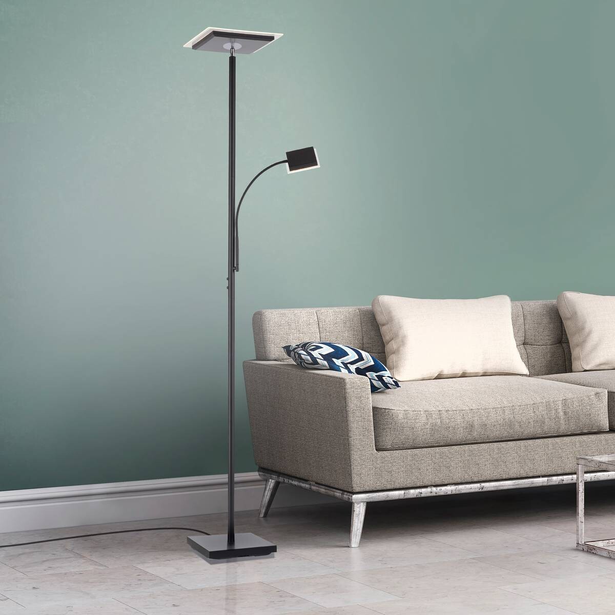 Just Light LED-Deckenfluter HANS 11710-18 schwarz Eisen Kunststoff B/H/T: ca. 25x190x25 cm 2 Brennstellen