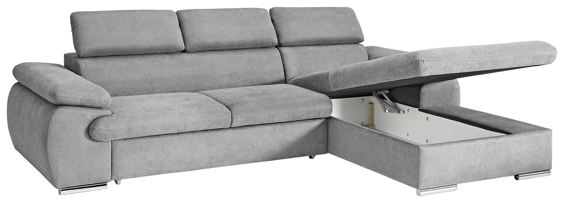 Ecksofa mit Bettfunktion und Bettkasten graubraun