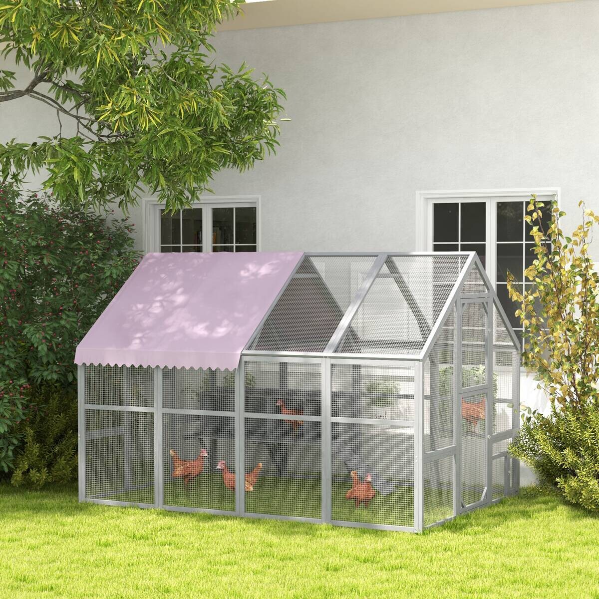 PawHut Hühnerstall grau Metall B/H/L: ca. 185,5x188x280 cm