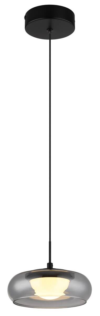 GLOBO Hängeleuchte schwarz Rauch Glas Metall B/H/L: ca. 26x18x26 cm