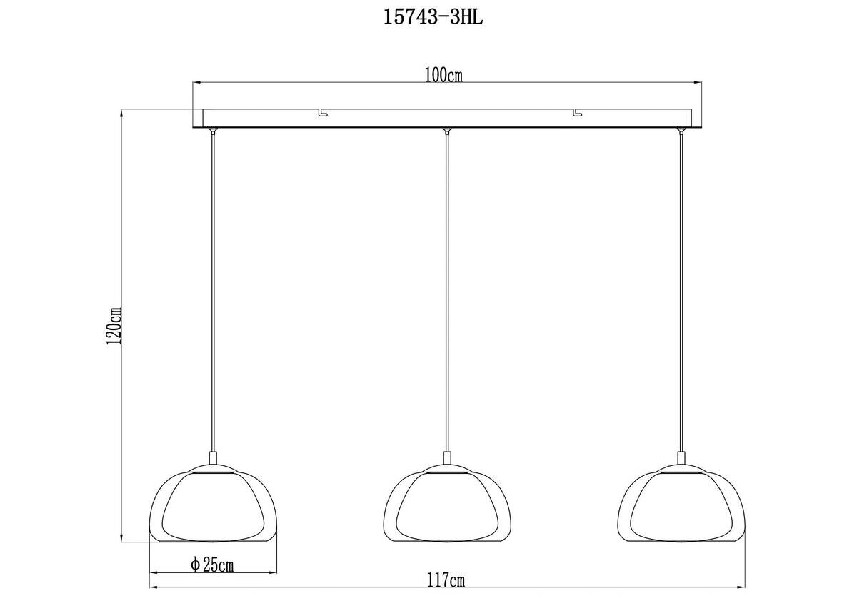 GLOBO Hängeleuchte schwarz Chrom Metall Glas B/H/L: ca. 34x20,5x101 cm