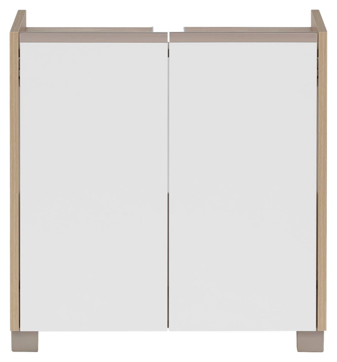 Waschbeckenunterschrank Juba Eiche hell Nachbildung weiß B/H/T: ca. 56,9x58,9x33 cm