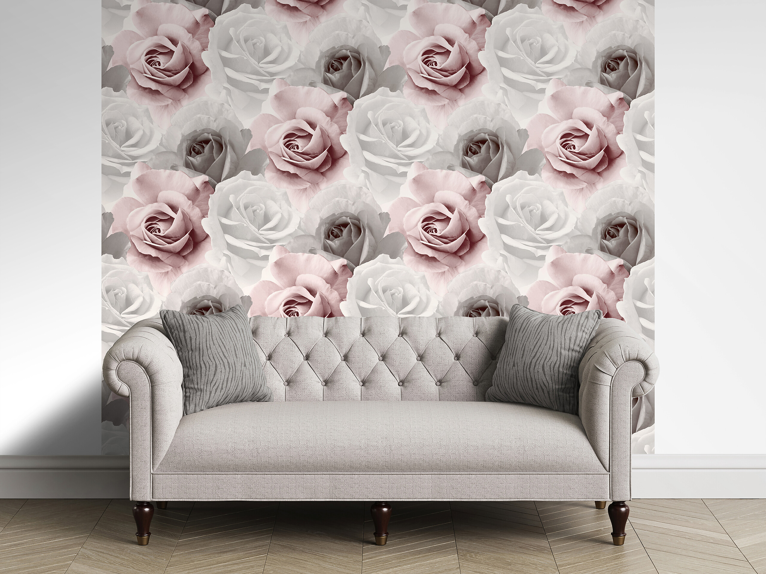 UGEPA Papiertapete Rosen rosa grau B/L: ca. 53x1005 cm