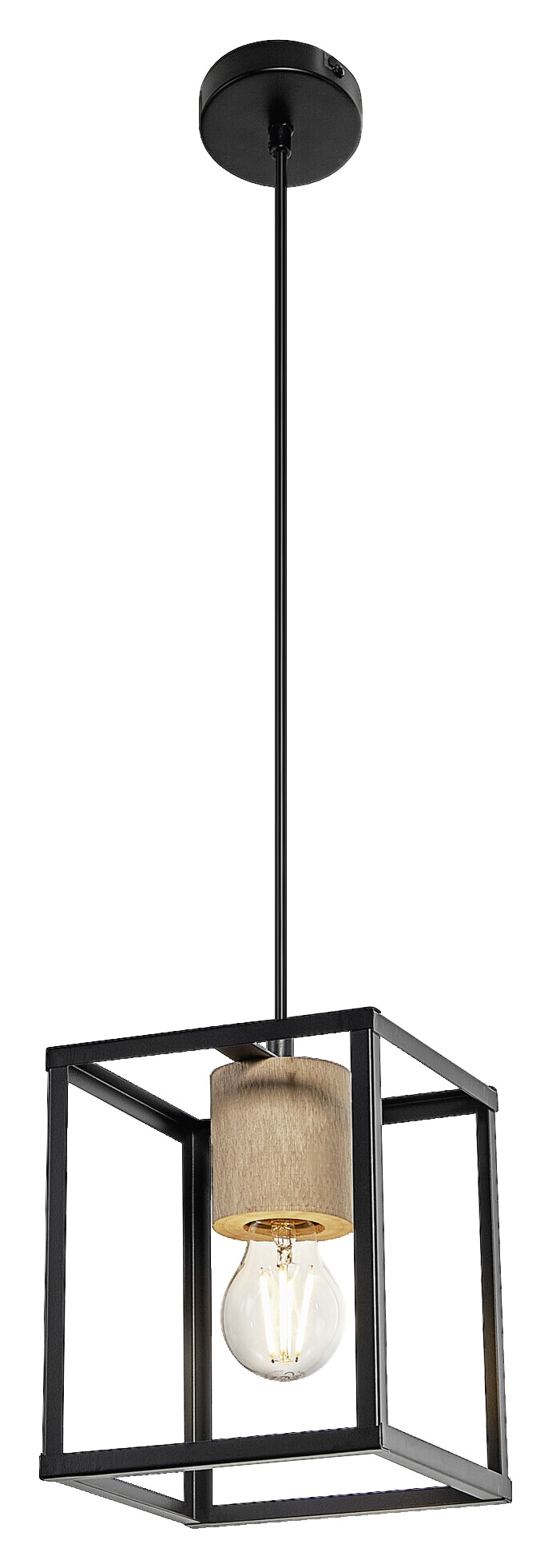 LEDVANCE Pendelleuchte Nairobi schwarz Metall Holz B/H/L: ca. 17x135x17 cm E27 1 Brennstellen