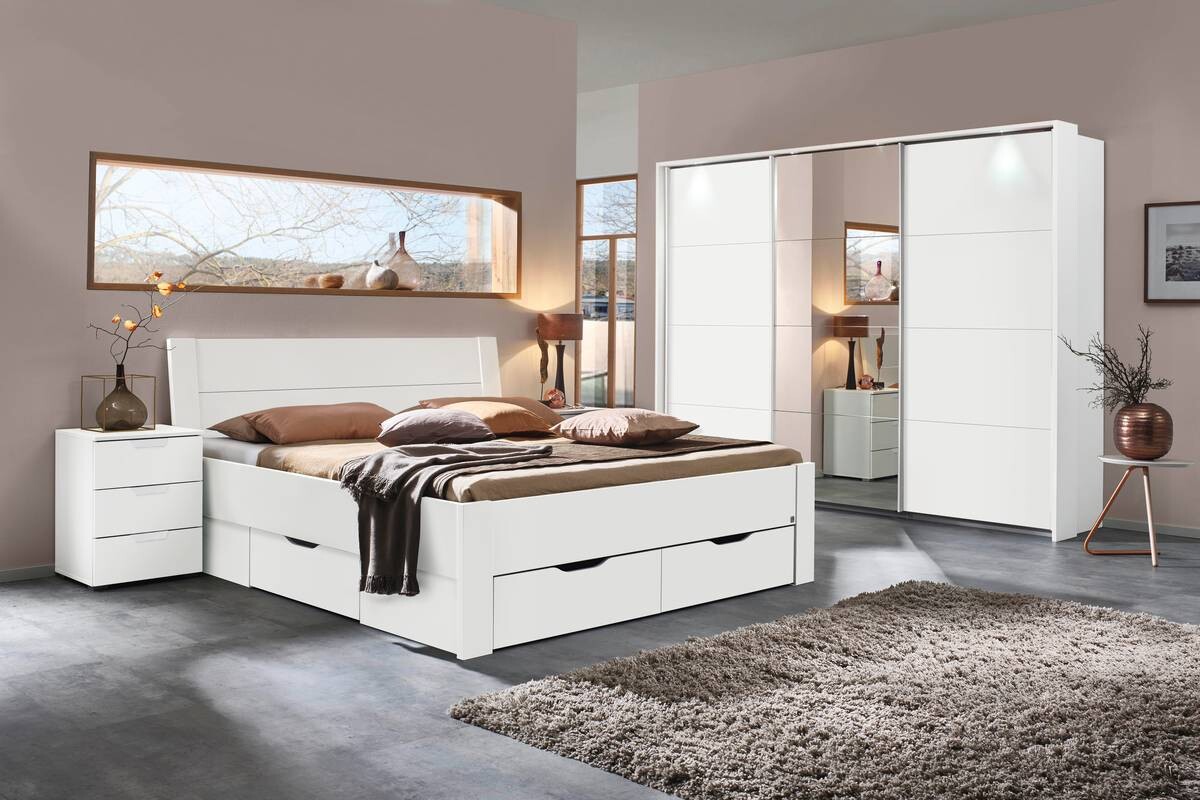 Bettrahmen Aditio Alpinweiß B/H/T: ca. 186x50x208 cm Liegefläche B/L: ca. 180x200 cm