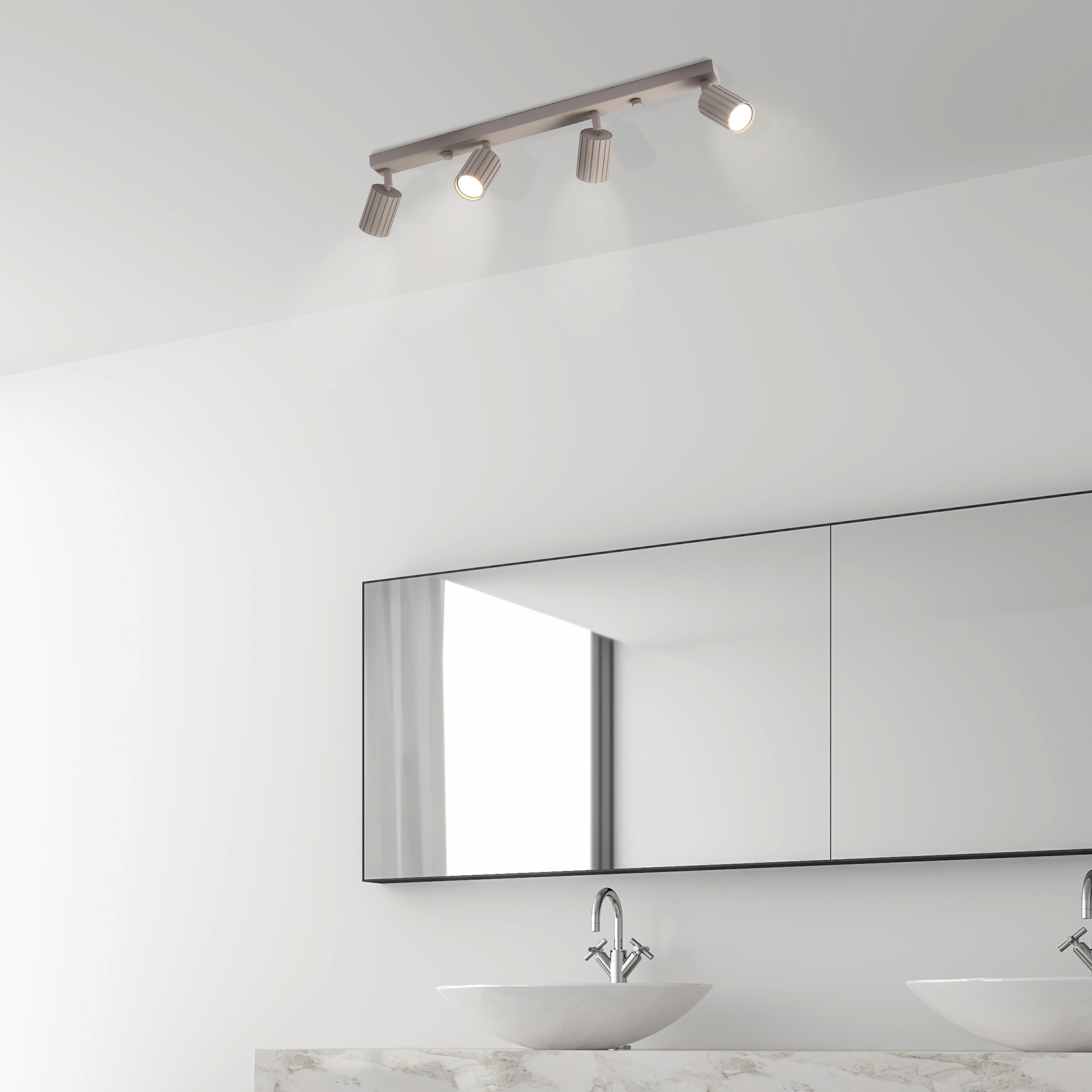 Lamkur Strahler Prisma beige Stahl B/H/L: ca. 6,5x16,5x81 cm 4 Brennstellen