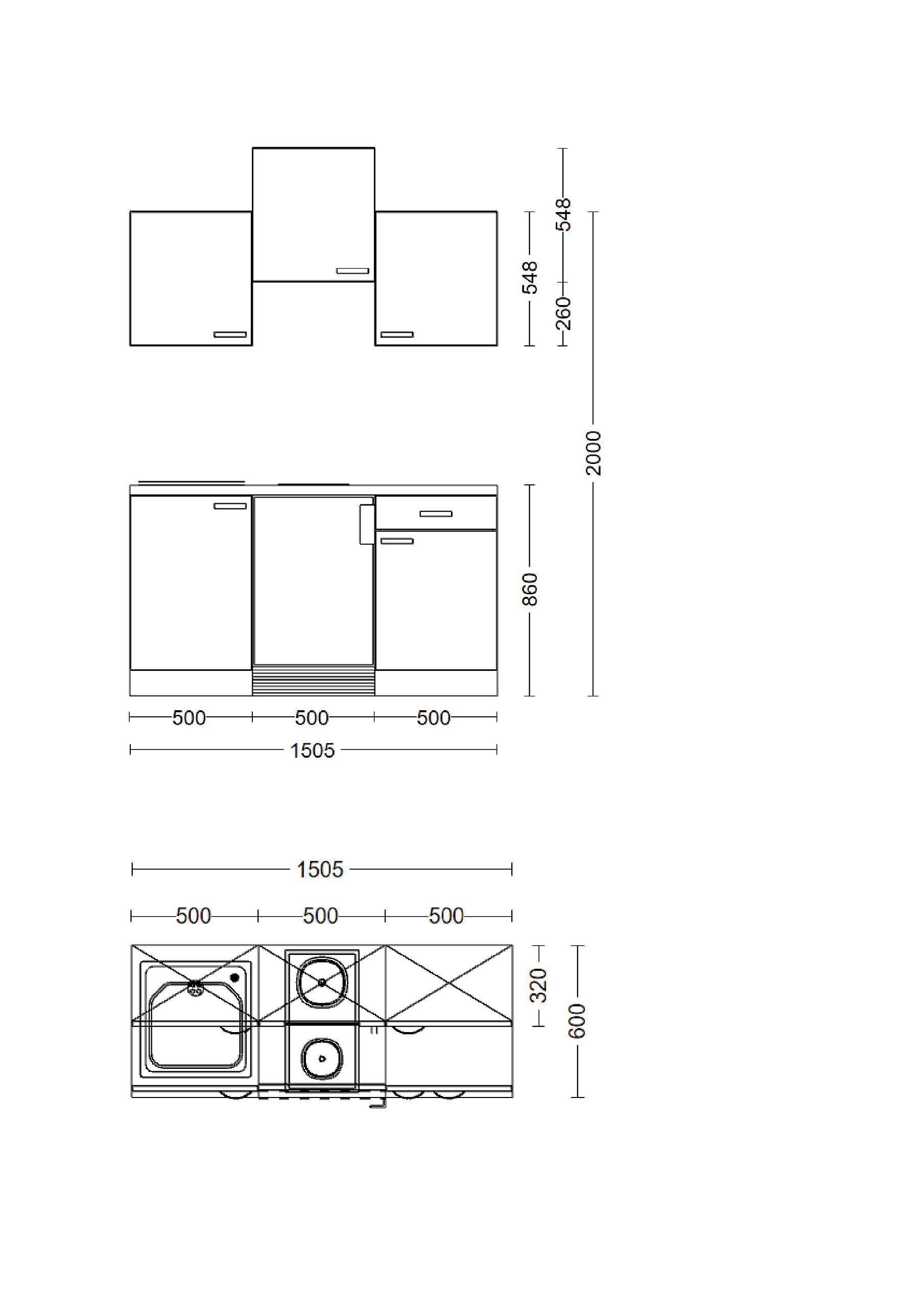Küchenblock Valero weiß Hochglanz B/H/T: ca. 151x226x60 cm