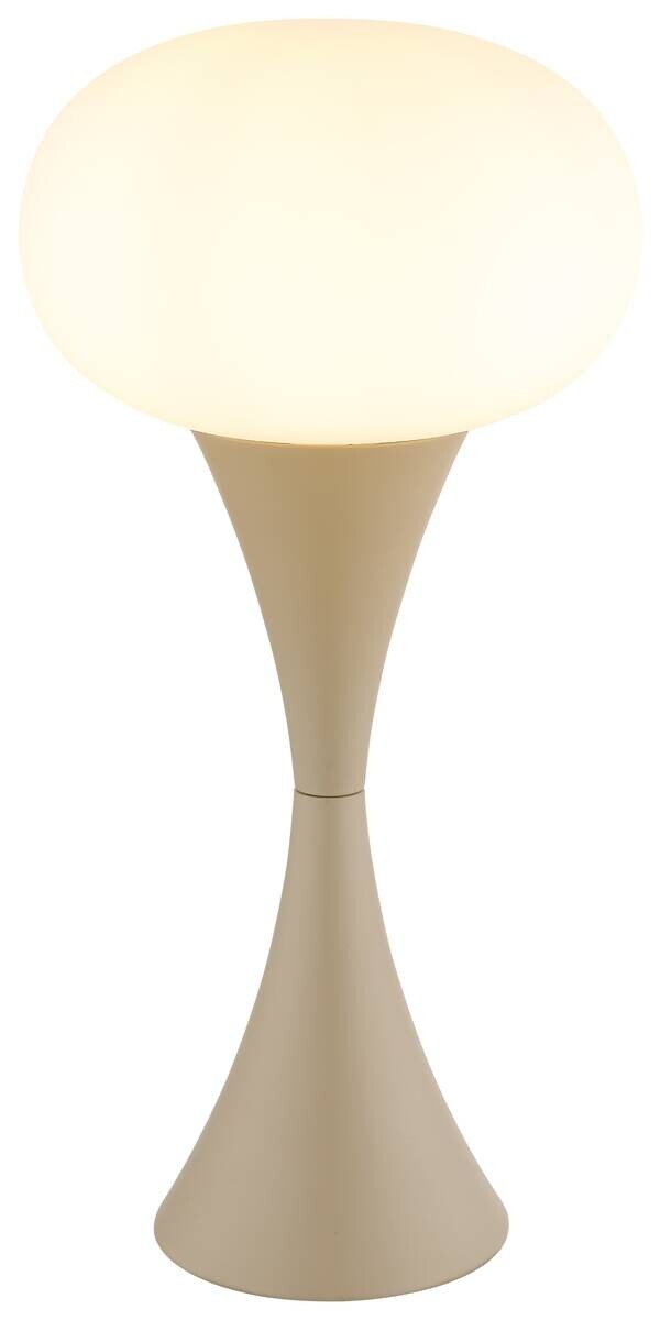 GLOBO Tischleuchte sand Opal Glas Metall H/D: ca. 36,9x18 cm E14 1 Brennstellen