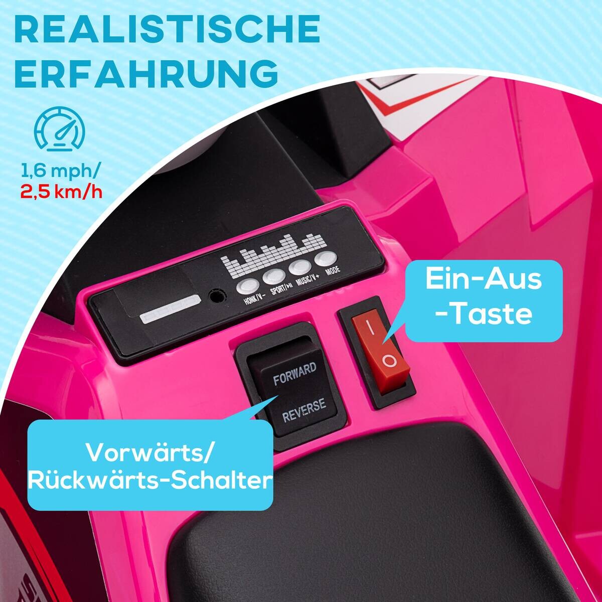HOMCOM Elektroauto für Kinder rosa B/H/L: ca. 41,5x48,5x70 cm