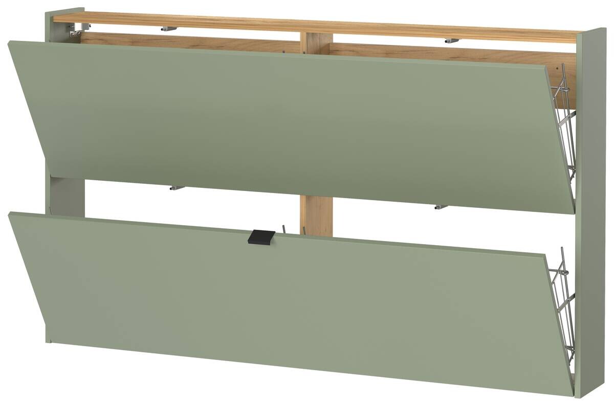 Schuhschrank 1392-629 Eiche Navarra Nachbildung grün B/H/T: ca. 140x85x19 cm