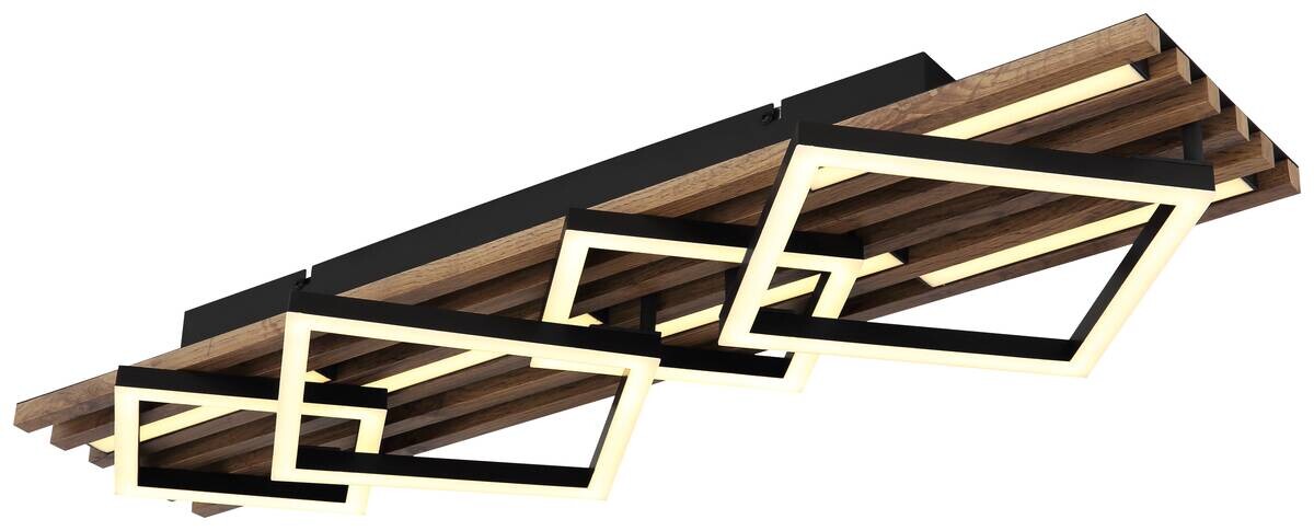 GLOBO LED-Deckenleuchte Obrien Opal mattschwarz MDF Kunststoff Metall B/H/L: ca. 82x9,5x31 cm 1 Brennstellen