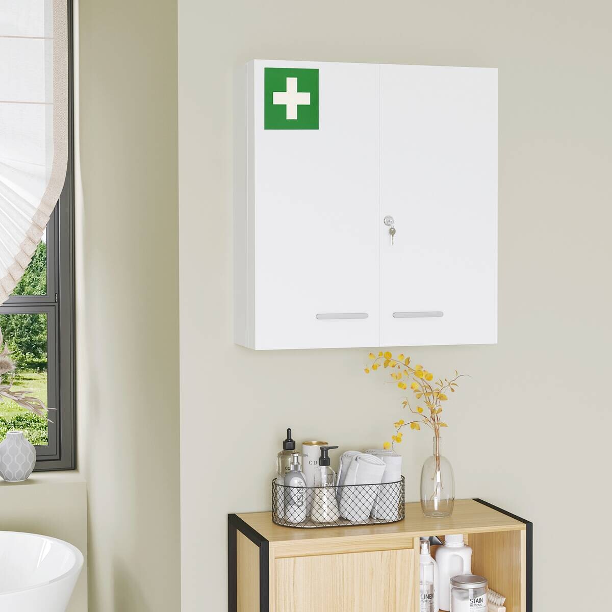 Medizinschrank weiß Polypropylen B/H/L: ca. 18x55x60 cm