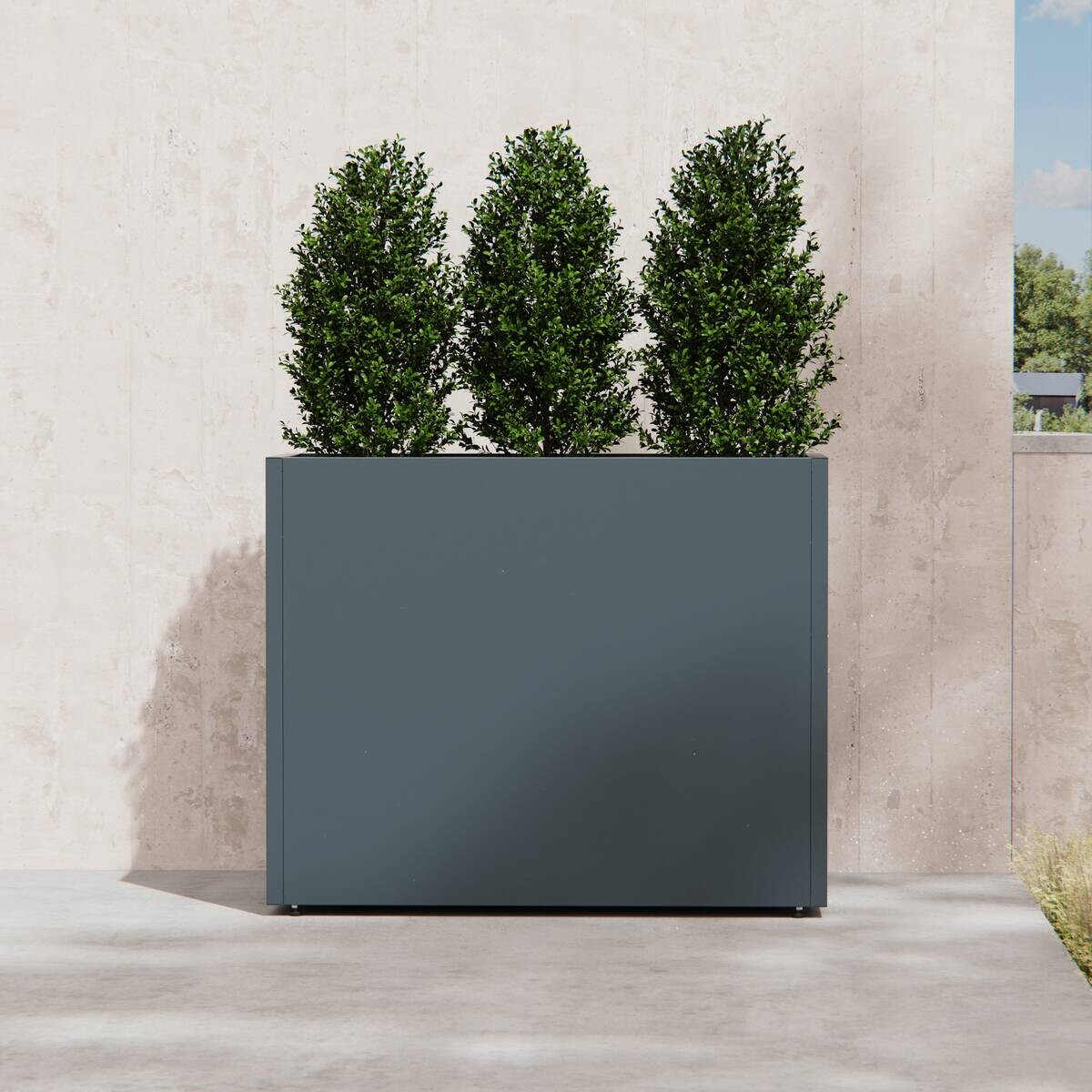 Herstera Garden Pflanzkübel Cube anthrazit Metall B/H/L: ca. 100x80x40 cm