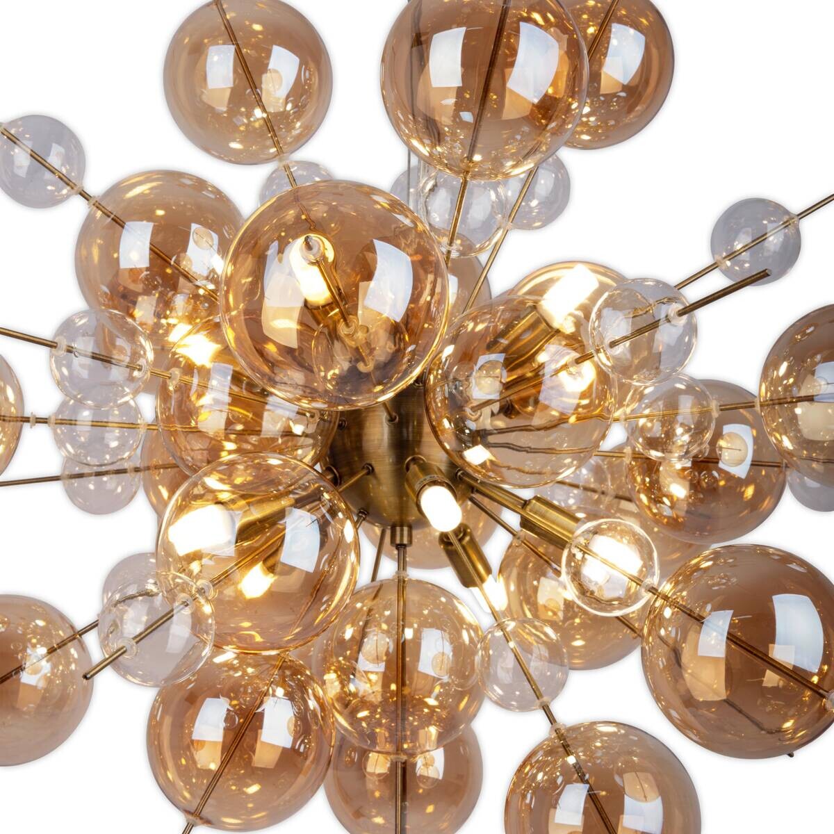 Näve Leuchten Pendelleuchte amber Glas Metall B/H/T/D: ca. 65x150x65x65 cm G9 10 Brennstellen