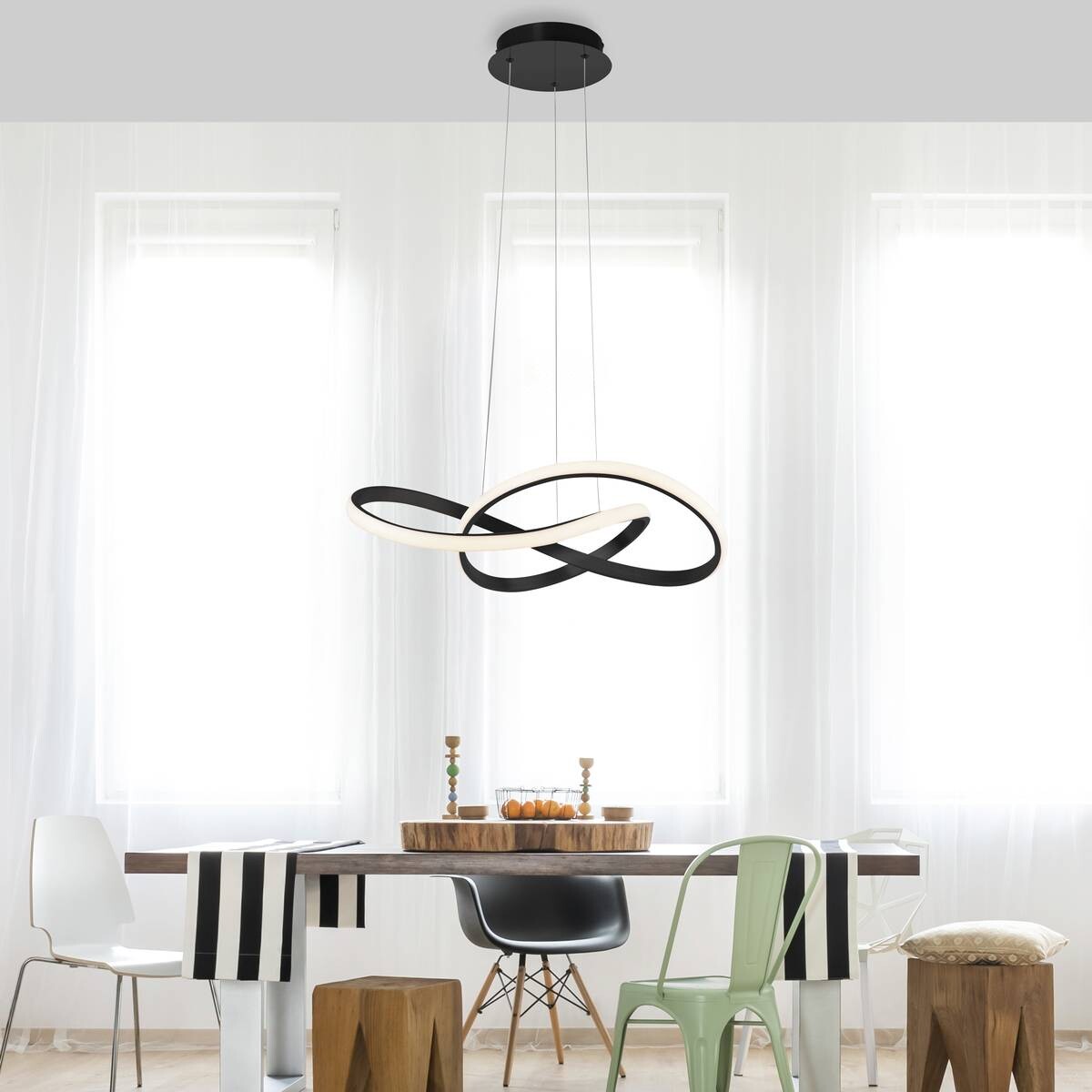 Just Light LED-Pendelleuchte MARIA 15402-18 schwarz Aluminium Gummi H/D: ca. 120x57 cm 1.0 Brennstellen