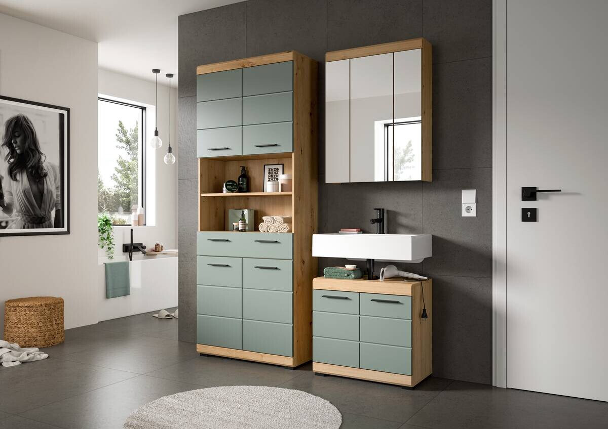 Badezimmer-Set Scout Eiche Artisan Nachbildung salbei Nachbildung B/H/T: ca. 149x34x191 cm