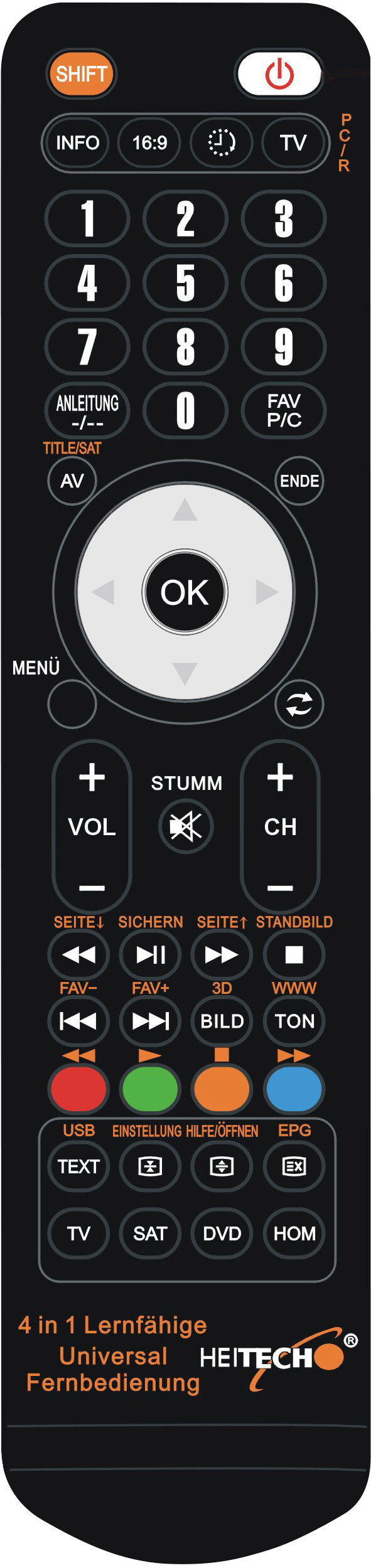 Heitech Universal Fernbedienung schwarz