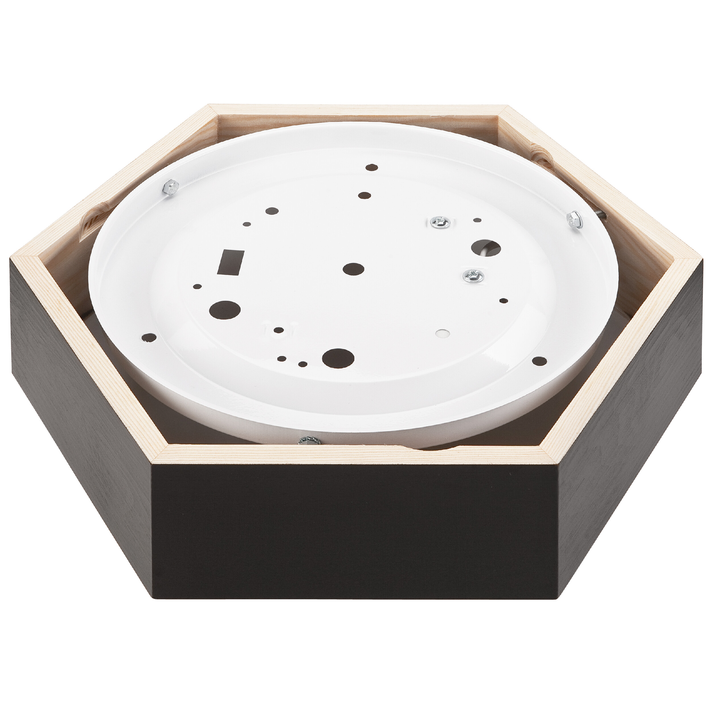 Lamkur Deckenleuchte dunkelbraun Glas Holz B/H/L: ca. 33x12x33 cm 1 Brennstellen