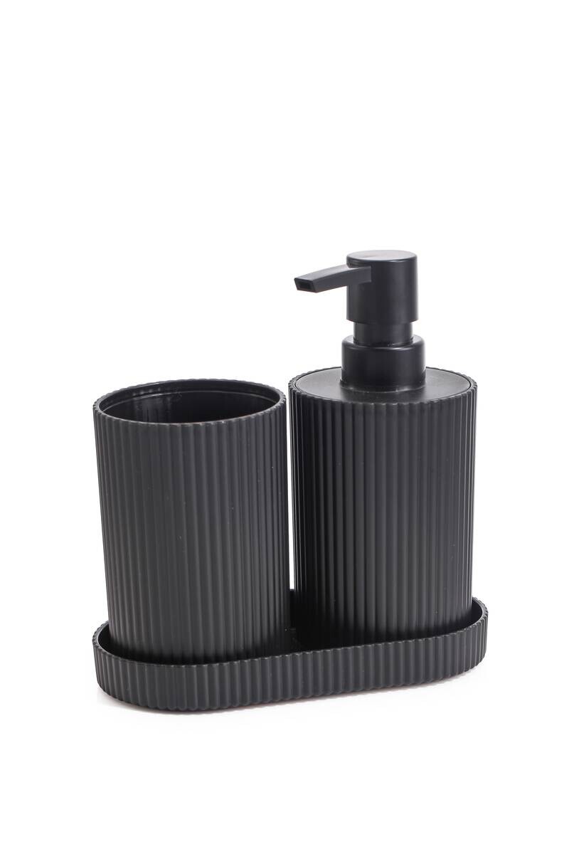 Sensation Badezimmer-Set schwarz Kunststoff