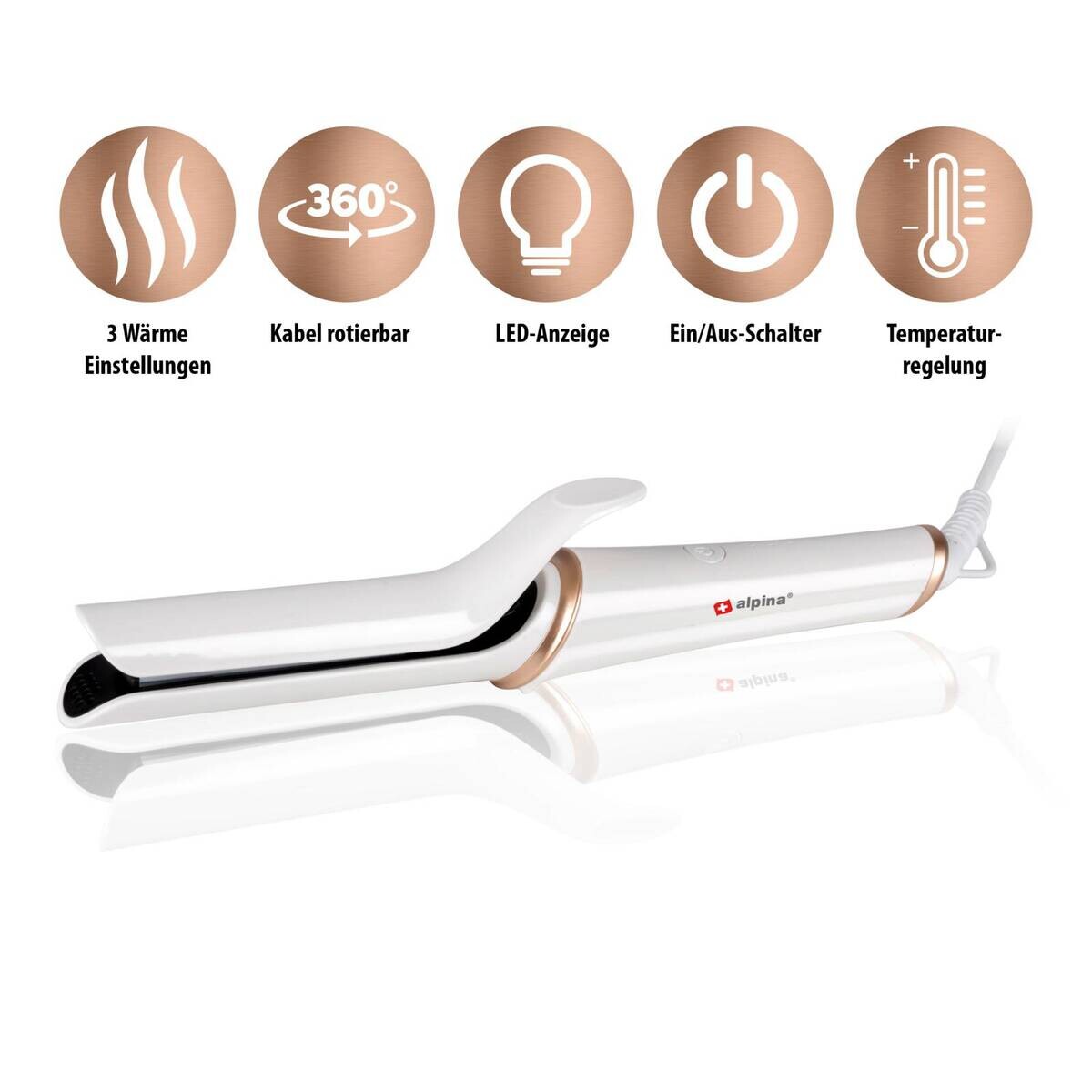 Glätteisen gold weiß Keramik Kunststoff B/H/L: ca. 4,5x8,5x30 cm