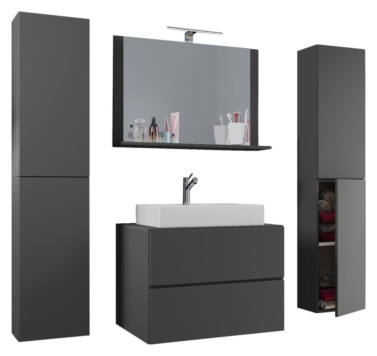 Waschplatz 5tlg-Lendas weiß anthrazit B/H/T: ca. 60x52x52 cm