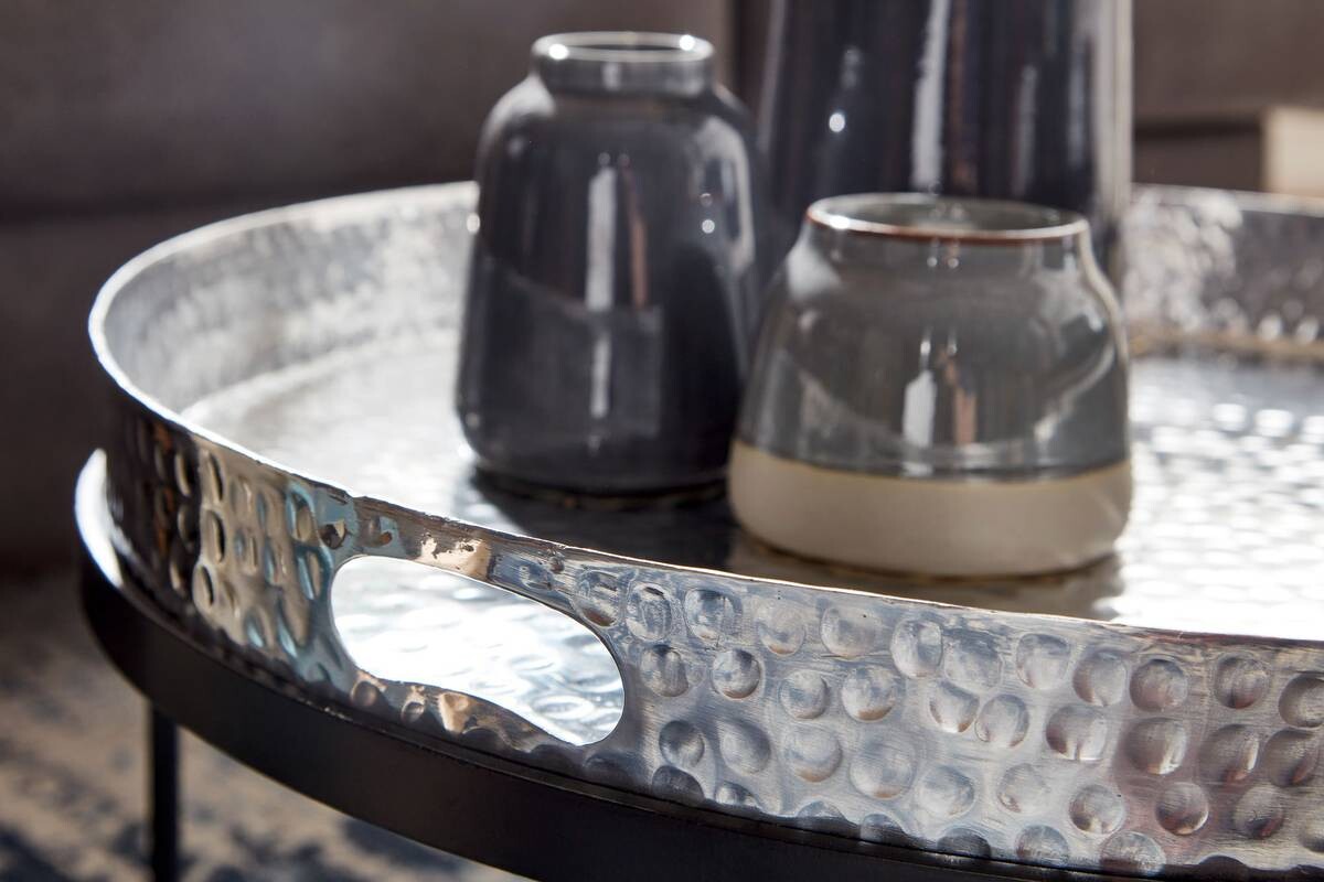 Wohnling Couchtisch 2er-Set. silber B/H/T: ca. 56x33x56 cm