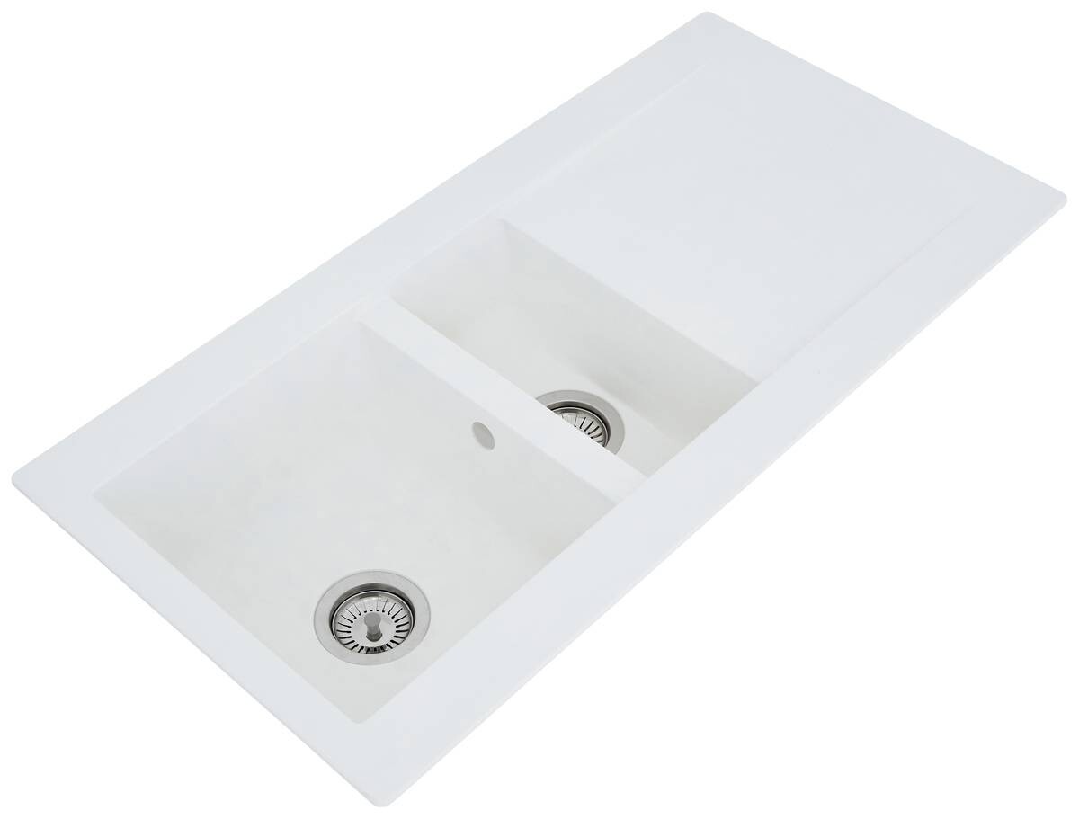 Respekta Einbauspüle Denver 1,5 100 x 50 W weiß Mineralite B/H/T: ca. 100x20x50 cm