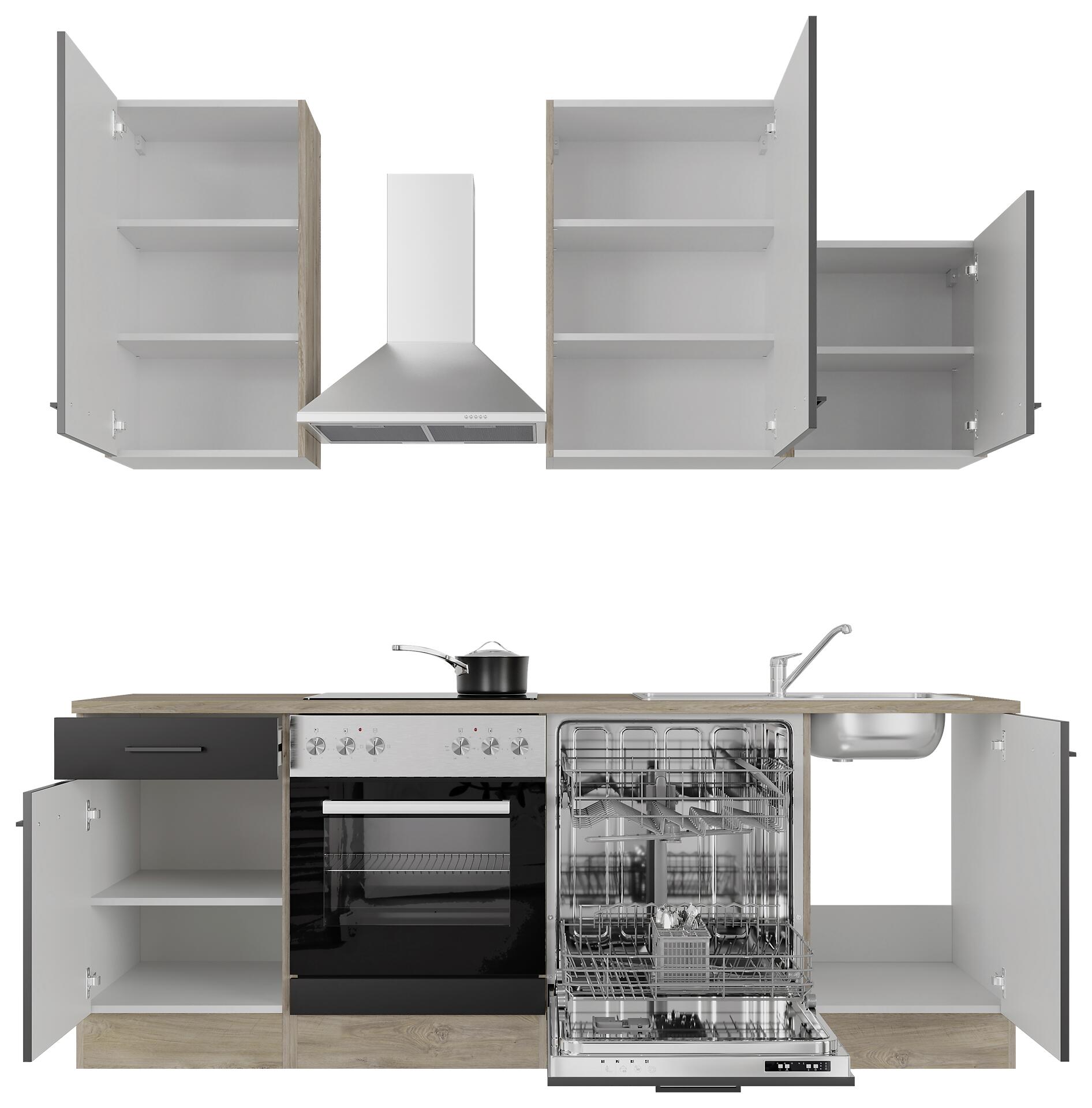 Küchenblock Capri schwarz matt B/H/T: ca. 220x234x60 cm