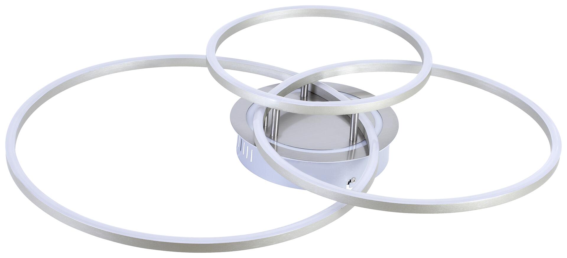 POCOline Smarte Deckenleuchte Thialda nickel matt Metall B/H/L: ca. 53x10x66 cm