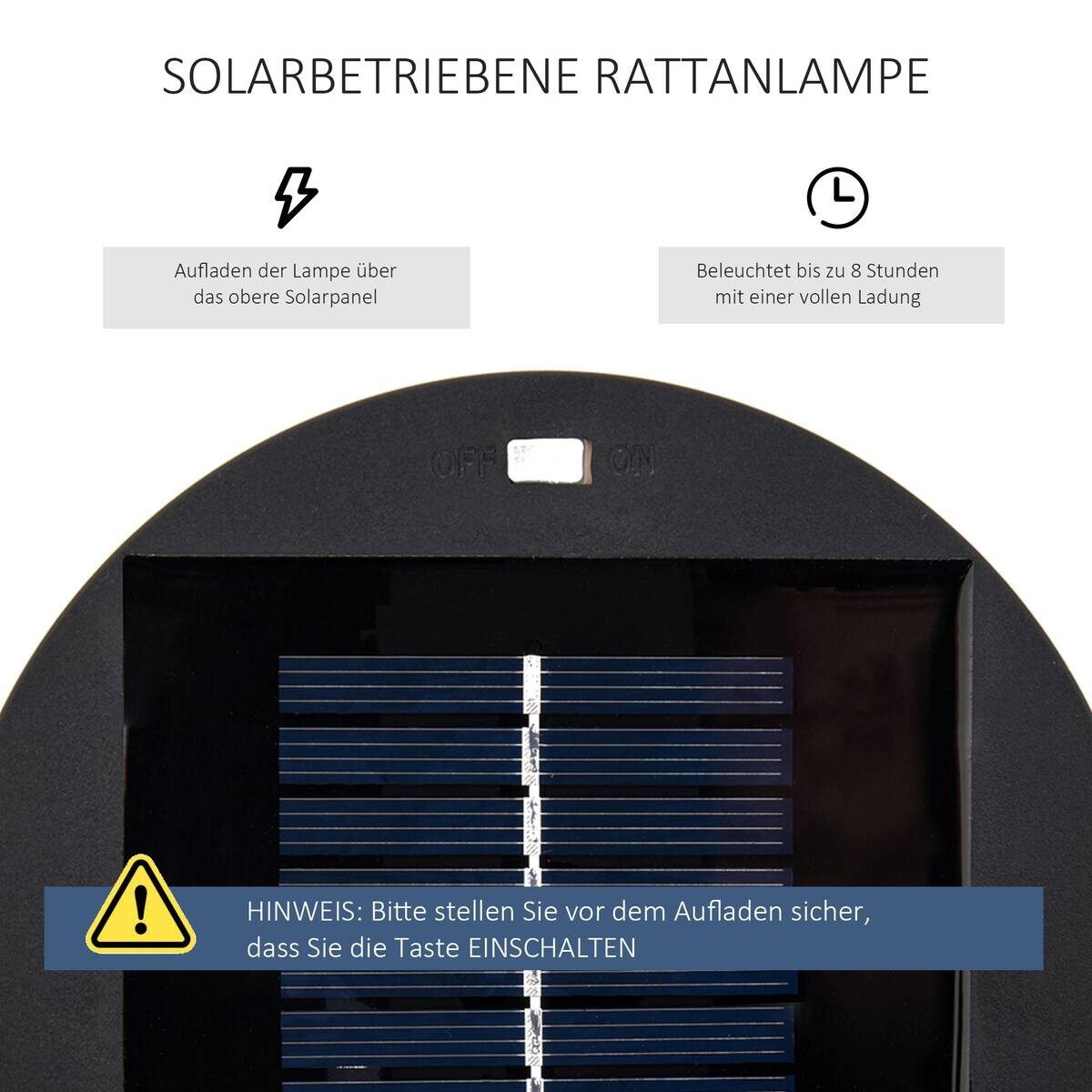 Solarleuchte schwarz Stahl Polyester Kunststoff B/H/L: ca. 21,5x61x21,5 cm