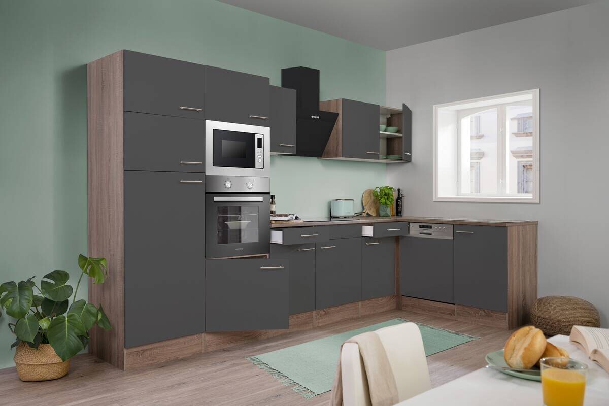 Respekta Winkelküche KBL340EYGMISGKE grau B/H/T: ca. 340x205x172 cm