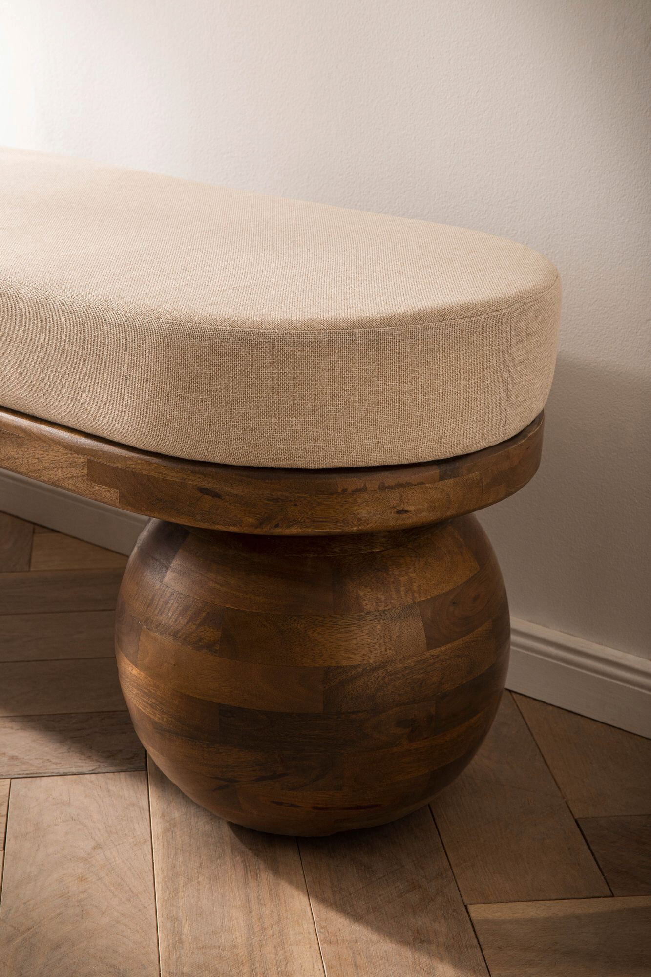 Sitzbank braun beige Mango Leder B/H/T: ca. 140x47,5x41,5 cm