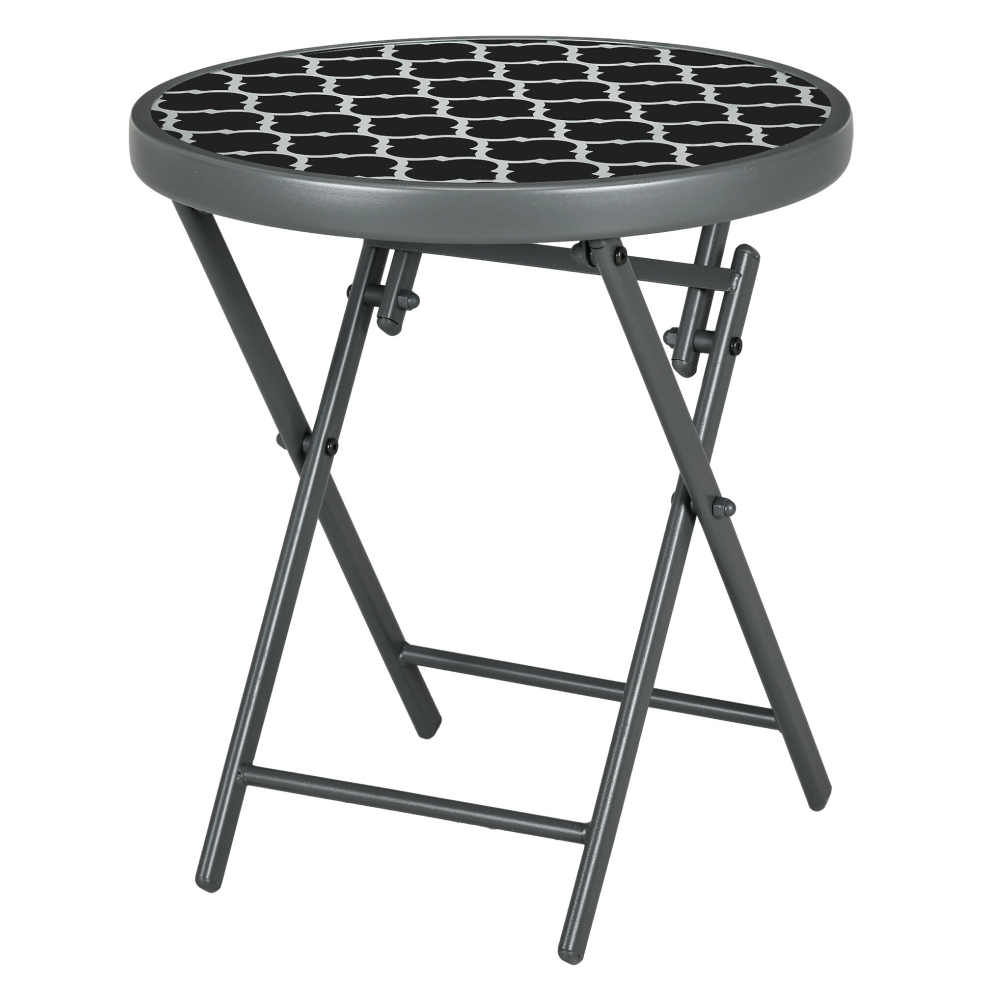 Outsunny Garten-Beistelltisch schwarz Metall B/H/L: ca. 45x50x45 cm