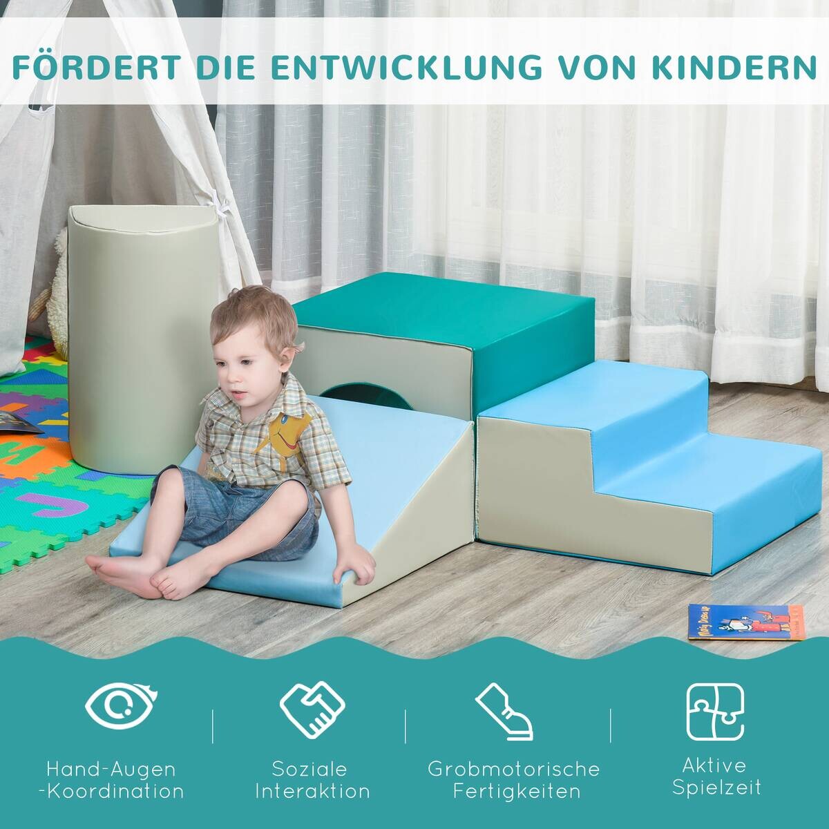 HOMCOM Kinder Bausteine 4er Set B/H/L: ca. 50x150x39 cm