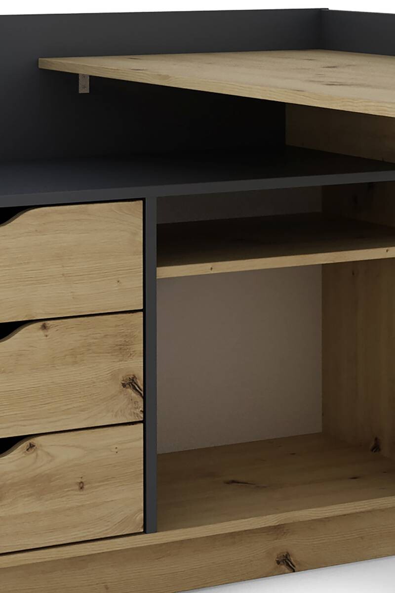 Winkelschreibtisch BELFAST anthrazit Eiche Nachbildung B/H/T: ca. 129x83,5x105 cm