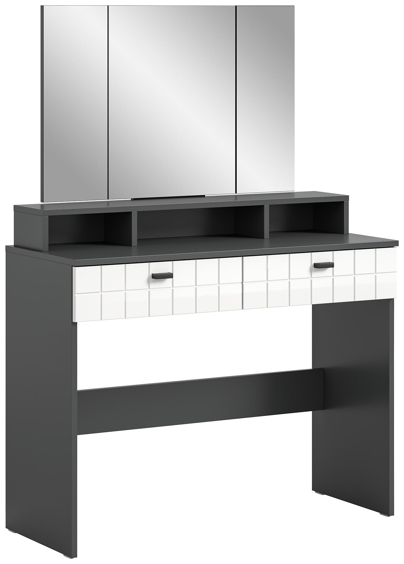 Schminktisch Monte anthrazit weiß Hochglanz B/H/T: ca. 100x142x42 cm