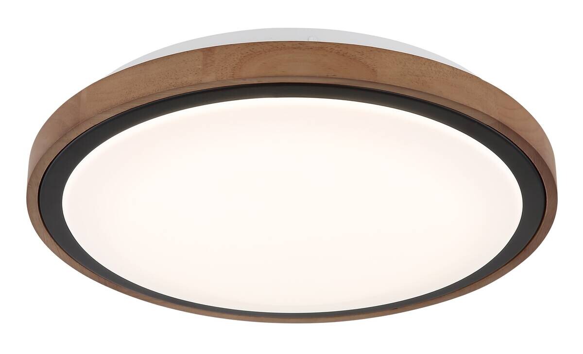GLOBO LED-Deckenleuchte Opal schwarz braun Metall Holz Acryl H/D: ca. 9,5x38 cm