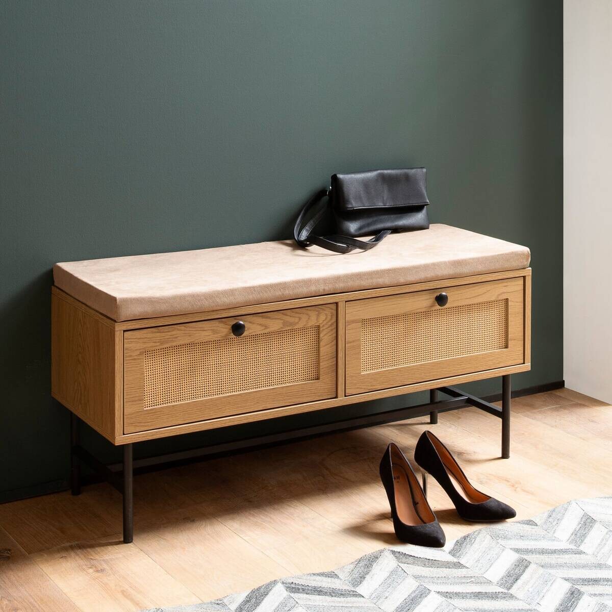 Schuhbank natur Eiche Optik B/H/T: ca. 100x48x38 cm