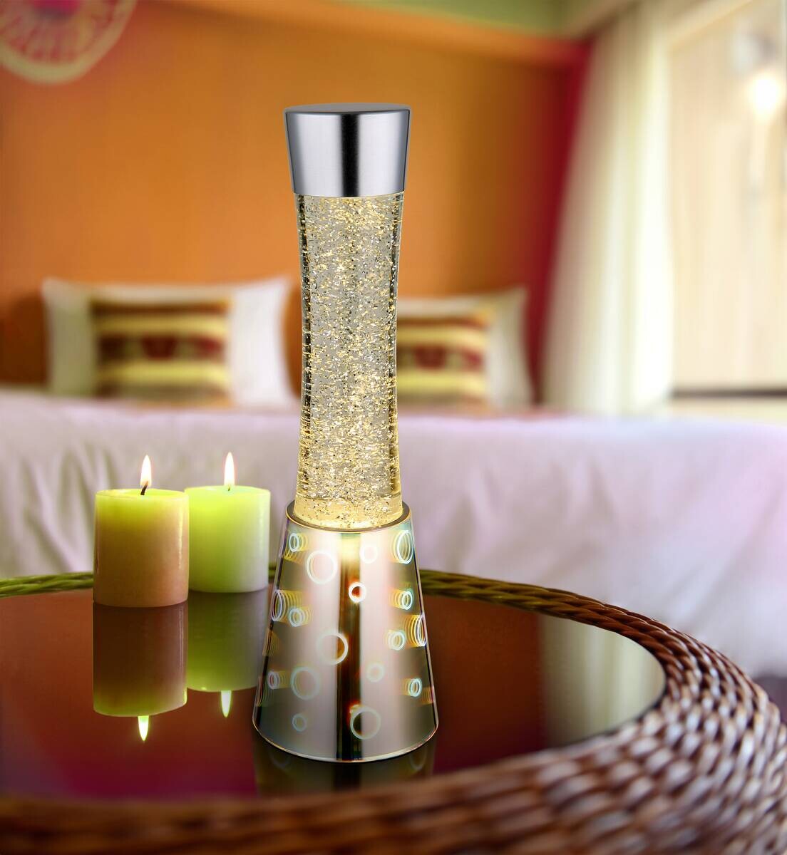 GLOBO LED-Tischleuchte Sparkle klar Chrom schwarz PVC Glas H/D: ca. 40,6x12,5 cm 1 Brennstellen