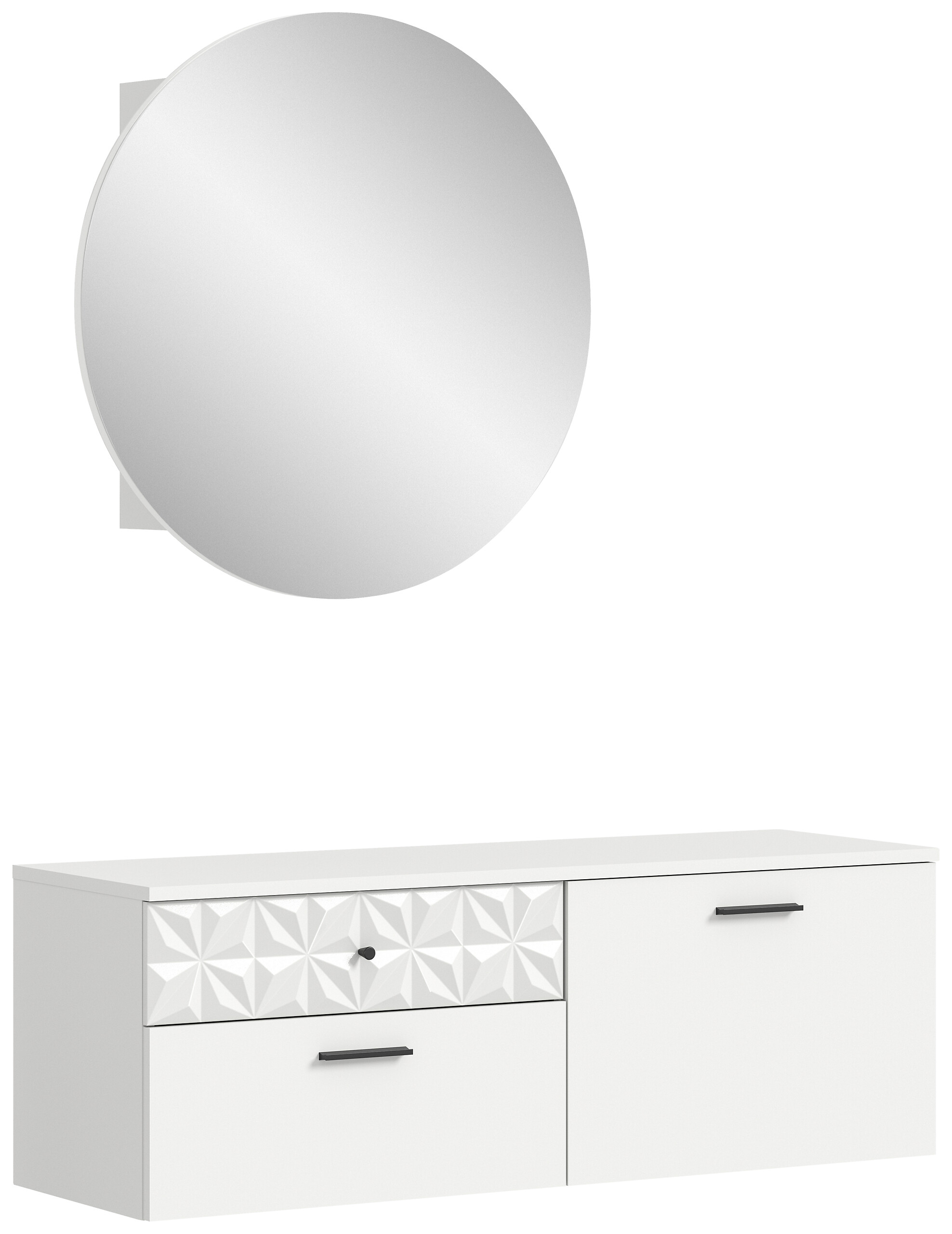 Garderobe Prisma weiß weiß Hochglanz B/H/T: ca. 110x192x34 cm